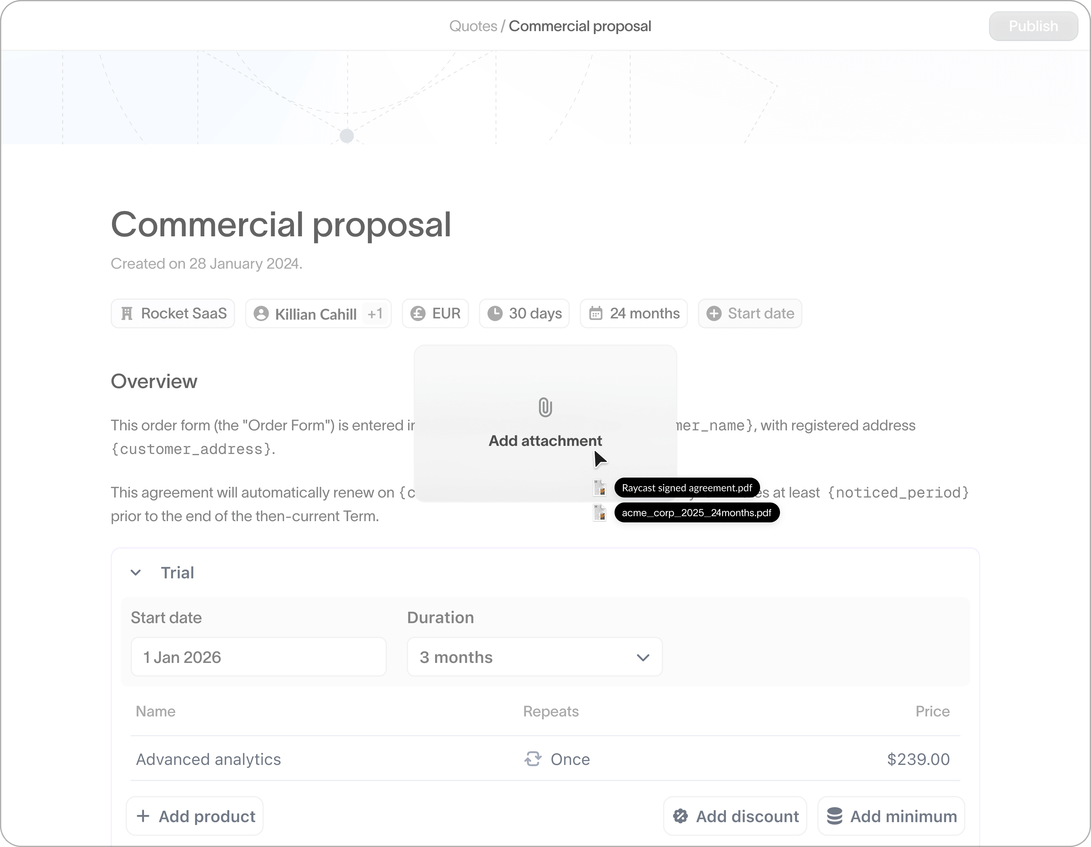 Attachments interface